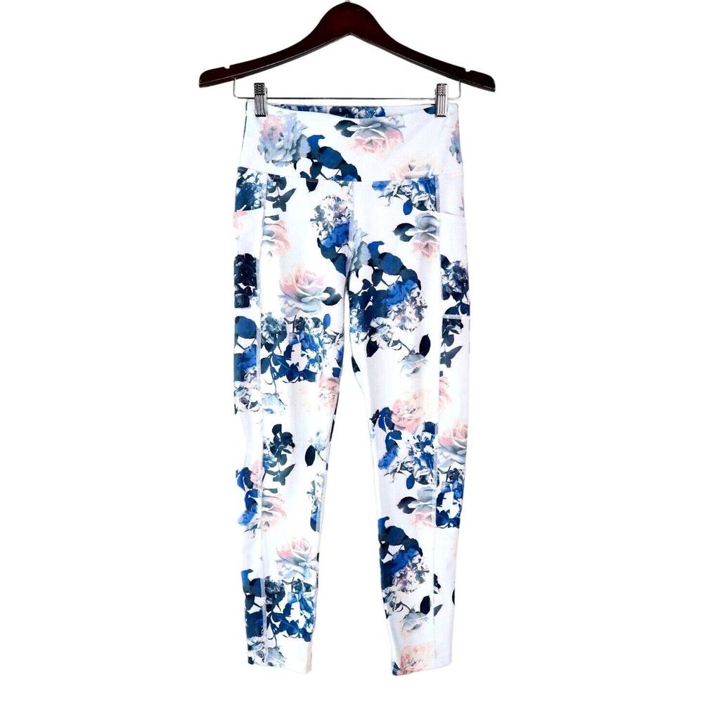 Marika Size M High Rise Leggings Pocket Blue Pink White MLL1145A
